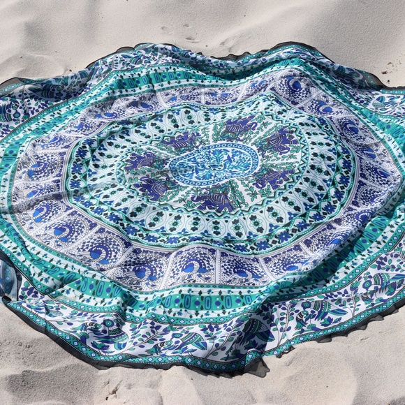 Host Pick! 🎉 Bohemian Beach Throw, Tablecloth & Cover in One Blue Combo & Teal - Picture 16 of 16